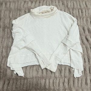 Free People White Turtleneck Cropped Oversized Sweater Size Small